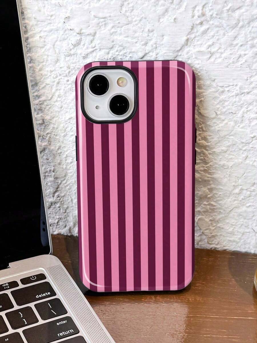1 Piece Of Simple Artistic Style Colorful Striped Pattern Glossy Two-In-One Hard Phone Case, Compatible With Samsung/11/12/IPhone13/14/15/IPhone16/IPhone17 Pro Max - 白色17 - 查看 1