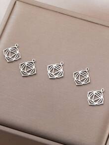 TEAMER 1pc/Pack Fashionable Stainless Steel Hollow Yoga Seven Chakras Pendant, Exquisite Geometric Design Handmade DIY Accessory For Necklace, Bracelet, Earrings, Keychain, Bag Charm - Fashion Series - View 1