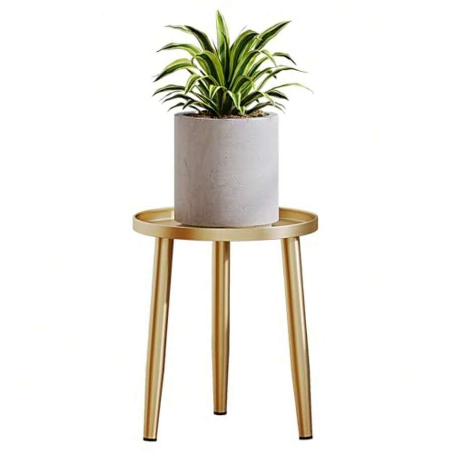 Soporte de plantas de altura ajustable con bandeja, soporte de metal para plantas para interiores y exteriores, soporte de macetas de mediados de siglo para macetas de 11 pulgadas, capacidad - Multicolor - Ver 1