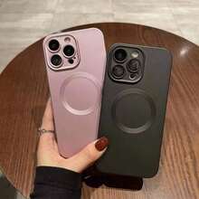 Casing Ponsel Lembut Matte Mewah Magnetik dengan Pengisian Daya Nirkabel, Kompatibel dengan iPhone 18 17 16 15 14 13 12 11 Pro Max Plus - Rose Gold - View 4