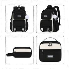 3pcs Campus Backpack, Tote Bag And Small Handbag Set, With Fur Ball Pendant, Adjustable Shoulder Strap, Multi-Compartment Large Capacity Backpack, Double Zipper Closure, Suitable For Campus, Travel And Daily Use. - Sets - View 6