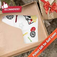 Fun Poker Embroidered Straight Putter Cover, Black And White Dual Color Options, Cool Style, Golf Accessory - White - View 6