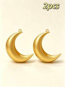 1/2pcs 3D Printed Luxury Metallic Gold Crescent Moon Hanging Planter, Hemp Rope Suspended Air Planter, Suitable For Succulents, Baby's Breath, Hydrangea Artificial Flowers, Bedroom Balcony Wall Star Moon Style Soft Decoration Flower Pot - Crescent Moon - View 14