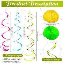 18pcs Rainbow Foil Swirl Decorations - Colorful Hanging Ribbons, Suitable For Birthday, Wedding, Bridal Shower And Carnival - Multicolor - View 5