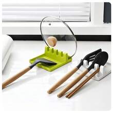 1pc Multi-Function Pot Lid/Spoon Holder, Spoon Rack, Multi-Purpose Utensil Holder, Spoon Rack, Pot Lid Rack, Spatula Rack, Restaurant Kitchen Utensil Rack (Plastic Material, Non-Silicone Material), Kitchen Essentials, Kitchen Storage - Multicolor - View 2