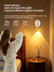 1pc Black & White Magnetic Rechargeable LED Spotlight, Motion Sensor Touch Dimming Wall Light, Type-C Charging, 3 Light Modes Stick-Free Night Light, Suitable For Bedroom, Living Room, Stairs, Wardrobe Indoor Decoration - Multicolor - View 8