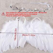 2pcs/Set Newborn Angel Wings And Halo Headband Cupid Costume Photography Props Set, Suitable For Baby 100 Days Photo Shoot, Gender Reveal Party And Gift Party, Baptism Gift, Suitable For Expectant Mother Gift - Multicolor - View 3