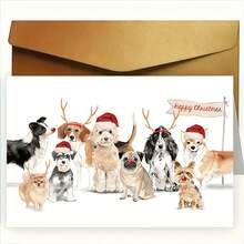 1pc Dog Theme Christmas Greeting Card With Matching Envelope, Warm Seasonal Note Card, Perfect Thoughtful Gift For Family And Loved Ones, Christmas Decoration And Valentine's Day Gift - Multiple Styles - View 7