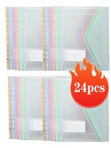 6pcs A4 PP Frosted Plastic Index Dividers, 11-Hole Loose Leaf Labels With Transparent Pockets, Macaron Mixed Color File Organizers, Suitable For School Office Stationery Storage, Cute Minimalist Desk Accessories - 6-color Assorted - View 8