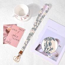 Key Lanyard, Long Neck With Metal Hook, Can Be Used To Hang ID Cards, Cute Lanyard Keychain - Blue and White Porcelain - View 5
