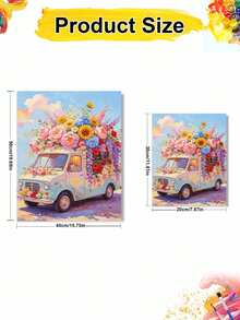1pc DIY Digital Oil Painting, Flower Cart Theme, Handmade Canvas Art, Suitable For Adult Beginners, Unframed Digital Oil Painting, Home Wall Decor Gift - Frameless - View 4