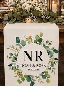 1pc Custom Printed Table Runner For Anniversary, Bespoke Name And Date Runner, Personalized Bridal Shower Decor, Engagement Gift - Multicolor - View 7