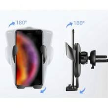 1pc Creative Cute Expression Gravity Phone Holder, Car Phone Holder, Car Air Vent Clip Phone Holder - Black - View 4