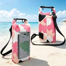 2L Camouflage Waterproof Storage Bucket Bag With Front Transparent Touchscreen Window, Waterproof Pouch For Phone And ID, Portable Crossbody Waterproof Bag For Swimming, Rafting, Beach And Outdoor Use - Camouflage Pink - View 6