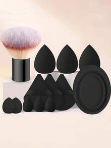 ronshadow 13pcs Makeup Tool Set, Soft Bristle Large Powder Brush With Multi-Size Makeup Sponges, Triangle Powder Puff And Silicone Brush Cleaning Bowl, Powder Brush For Loose Powder And Setting, Makeup Sponge And Puff For Foundation Application - Multicolor - View 15