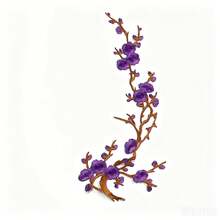 1pc Elegant Oriental Plum Blossom Embroidered Patch, Heat-Activated Iron-On Floral Applique, Suitable For Cheongsam, Hanfu - Multicolor - View 12