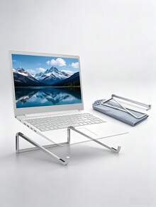 Aluminum Alloy Folding Laptop Stand, Desktop Height Adjustable Foldable Storage Heat Dissipation Tablet Stand, Hollow Heat Dissipation Design, Portable And Foldable, Comes With Storage Bag, Stable Angle And Anti-Slip. Suitable For Home Desk, Office, Outdoor Commute, Compatible With Various Laptops, Ideal For Students And Office Workers, Raise Screen To Protect Cervical Spine. - Multicolor - View 13