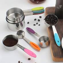 Colorful Measuring Cup, Colorful Magnetic Double-Head Measuring Spoon, Stainless Steel Measuring Spoon And Measuring Cup Set, Multi-Function Measuring Tool Set, Baking Tools, Kitchen Utensils, Kitchen Supplies, Suitable For Dry Or Liquid Ingredients, Cooking Accessories, Baking Essentials, Modern Kitchen Tools, Colorful Kitchenware, High-Quality Spoons, Dry Ingredient Spoons - Multicolor - View 5