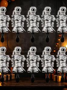 10pcs 16 Inch Mini Mummy Cartoon Foil Balloons, Suitable For Halloween Party Decoration, Cartoon Balloons (Ribbon Not Included) - Miniature Mummy - View 5