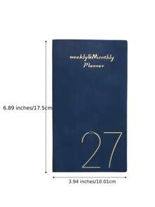 Single-Volume 2027 English Weekly Planner, PU Leather Golden Foil Stamped Cover Portable Schedule Notebook - Multicolor - View 3