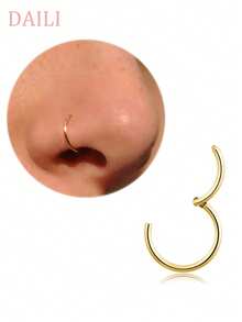 DAILI 1pc Seamless Hoop Nose Ring 316L Stainless Steel Septum Clicker Ring Snail Ear Piercing Jewelry Cartilage Ring Hypoallergenic - 1 Seamless Ring - View 2