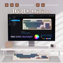 AULA S99 Wireless Mechanical Keyboard, 3 Modes (Bluetooth 5.0/USB-C/2.4GHz), Hot-Swappable Customizable Keycaps, RGB Backlight, Pre-Lubricated Linear Switches, Customizable Multimedia Knob, Compatible With PC, PS, Xbox, Tablet Gaming - View 8