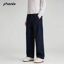 +Phenix Woven Long Pants, Spring/Autumn Unisex Loose Casual Curved Design - Black - View 1