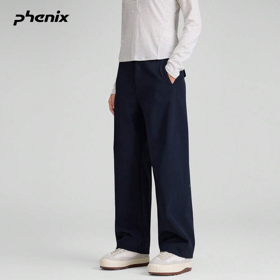 +Phenix Woven Long Pants, Spring/Autumn Unisex Loose Casual Curved Design - Black - View 1