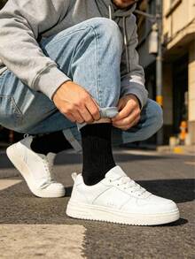 5 Pairs/10 Pairs/20 Pairs Disposable Socks, Black|White, Mid-Calf, 1 Bag Of 5 Pairs, Convenient For Travel, Business Trips And School, Unisex, All Season Wear, Breathable, Deodorizing And Sweat-Proof, Suitable For Sports - Pull-out Bag Style - View 8