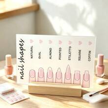 1pc Rectangular Acrylic Nail Shape Display Board, Artificial Nail Sample Color Card Holder With Base, Nail Art Work Color Card, DIY Salon Photography Prop Background, Nail Shape Display Rack - Multicolor - View 9