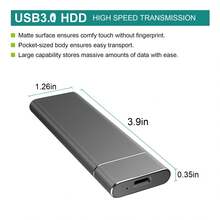 2TB USB 3.0 Portable External Hard Drive - 2.5" High-Speed Data Transfer, Durable & Stable, Ideal For Laptops, Desktops, And PCs, Compatible With Windows 7-11/IOS Systems, PC Backup Storage|Sleek Black Design|Sleek Storage Design - View 4