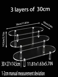 1 pieza Soporte de exhibición acrílico multicapa extendido de 30cm/11.8in, estante de exhibición trapezoidal de 3 niveles, estante de almacenamiento y exhibición para el hogar, adecuado para joyas, cosméticos, estante de almacenamiento y exhibición multicapa transparente, soporte para pasteles, estante para perfumes, forma ovalada - A - Ver 7