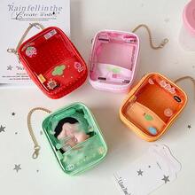 1件夏季女孩卡通水果透明娃娃收納包，學生娃娃收納袋，附金屬防丟鏈條娃娃展示包 - A - 查看 8