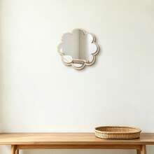 1pc Flower Shaped Acrylic Mirror Wall Sticker With Wooden Backboard, Gold & Silver Optional 3D Decorative Mirror Decal,Wall Art Decor For Living Room Bedroom Home Decor - Flower-shaped - View 7