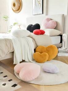 Heart-Shaped Pillow, Soft And Cute Faux Rabbit Fur Heart-Shaped Pillow, Suitable For Spring And Summer Bedroom, Sofa And Bed, Warm Gift For Mom On Mother's Day - White - View 6