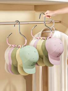 2pcs Hat Holder Rack, Non-Slip Storage Holder Rack, Creative Round Ring Clothes Hanger Hook, Stainless Steel Wardrobe Hanging Hook For Hats, Suspenders, Ties, Scarves, Lingerie - Black - View 6