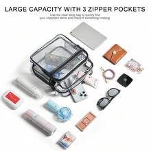 LATMAP Clear Crossbody Bag For Women Men, Stadium Approved, Stadium Approved 10.7x 4.5 X11.5 Clear Transparent Purse Bag For Concerts Sports Events Festivals - 黑色 - 查看 3
