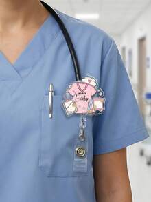 Customizable Retractable Nurse Badge Holder, Personalized Acrylic Text Badge Holder, Suitable For Nurses, Registered Nurses, Medical Students And More - Multicolor 1 - View 8