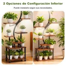 FURRIFIC Soporte para Plantas de 8 Niveles con 4 Ruedas y Luz de Crecimiento para Plantas, Uso Interior y Exterior, Estante para Plantas en Forma de S, para Sala de Estar, Dormitorio, Balcón, Jardín - Multicolor - Ver 8