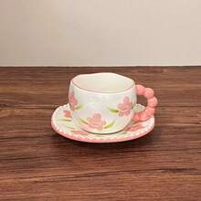 Creative Coffee Cup & Saucer Set, Highly Attractive Handmade Ceramic Water Cup, Hand-Painted Fresh Style Afternoon Tea Cup, Mug - Multiple Selection - View 10