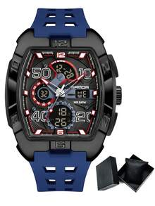 SANDA. SANDA Barrel-Shaped Sports Watch, Multifunction Casual Electronic Watch, Waterproof, Dual Display, Luminous, Alarm, Men's Watch - one-size - View 20