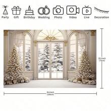 1 Piece Of Christmas Background Cloth, White Gold Indoor Snow Scene Christmas Tree Background, Christmas Photography Prop, Suitable For Decorating Birthdays, Showers, Weddings, And Family Events. - Multicolor - View 7
