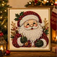 1 Set DIY Christmas Pearl Diamond Painting Art Kit With Frame, Christmas Pearl Beads Handmade Craft, Suitable For Adults And Beginners, Gemstone Diamond Dot Painting, Home Wall Decor - A - View 13