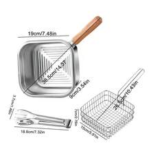 3Pcs Square Stainless Steel Deep Fryer Pot, Cooking Pan With Frying Basket And Tongs, Multi-Functional Deep Pan For Household Kitchen Use - 3pcs - View 11
