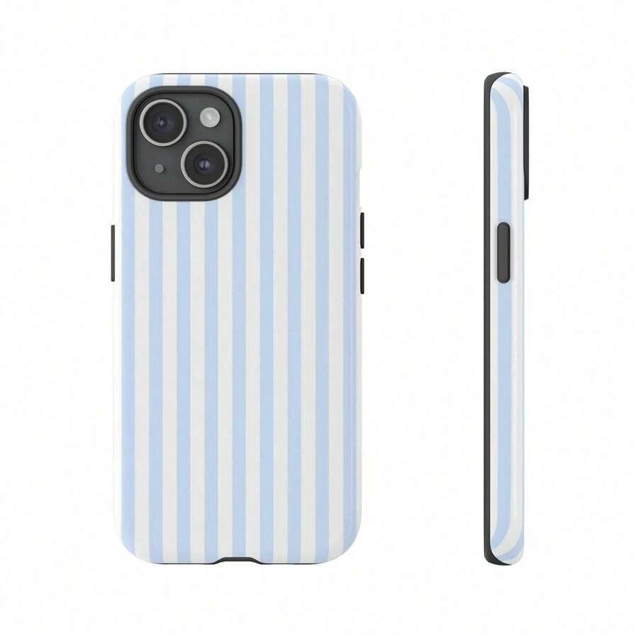 Shockproof Striped Pattern Fashion Phone Case, Striped Green Retro Cream Green Line French Elegant Phone Case, Compatible With IPhone17 IPhone16 15 14 IPhone13 12 11 Pro Max Spring Model - White 8 - View 1