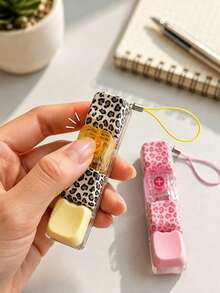 1pc Leopard Print Keyboard Stress Relief Toy, Stress Relief Keyboard, 4-Key Stress Relief Toy Keyboard Keychain, Pressable Button Toy, Used For Relieving Stress, Magic Cube Stress Relief Button Toy, Creative Keyboard Pendant Ornament, Car Keychain, Bag Charm, Key Accessory - Multicolor - View 3