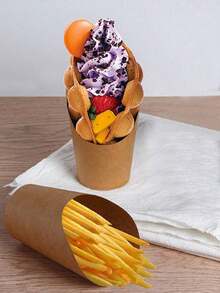 50/100pcs Disposable Paper Cups-Suitable For Egg Waffles, Cakes, And Cylindrical Dessert Packaging. Ideal For Wedding Parties, Bar Gatherings, Outdoor Picnics, And More; Perfect For Serving French Fries, Cakes, Ice Cream, And Other Treats. - Multicolor - View 7