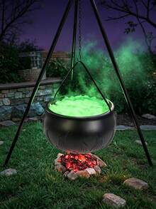 Halloween Outdoor Decor - Large Witch Cauldron With Tripod And String Lights, Suitable For Halloween Party, Indoor/Outdoor, Yard, Lawn Decoration - Multicolor - View 4