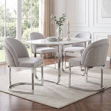 Dining Chair Grey Chenille - Set Of 4, Modern Style - 灰色 - 查看 1