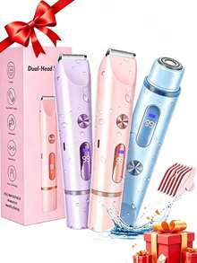 IPX7 Waterproof Women's Electric Trimmer & Epilator, 2-In-1 Multifunctional Interchangeable Blade Head Shaver, Suitable For Bikini Area, Underarms, Legs And Face, Compact USB Rechargeable, Painless Smooth Non-Irritating To Skin, Portable Home & Travel Beauty Grooming Device - Multicolor - View 2